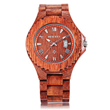 BEWELL Mens Wooden Watch with Calendar Display