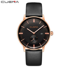 CUENA Fashion Mens Wristwatch with Leather Strap