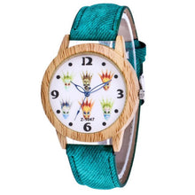 GENVIVIA Women's Wooden Watch with Canvas Band