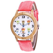 GENVIVIA Women's Wooden Watch with Canvas Band