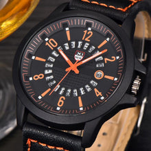 Mens Military Style Sports Watch with Leather Band